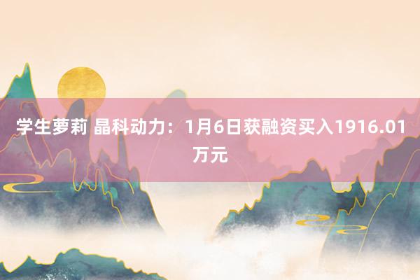 学生萝莉 晶科动力：1月6日获融资买入1916.01万元