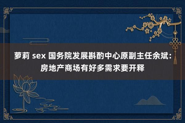 萝莉 sex 国务院发展斟酌中心原副主任余斌：房地产商场有好多需求要开释