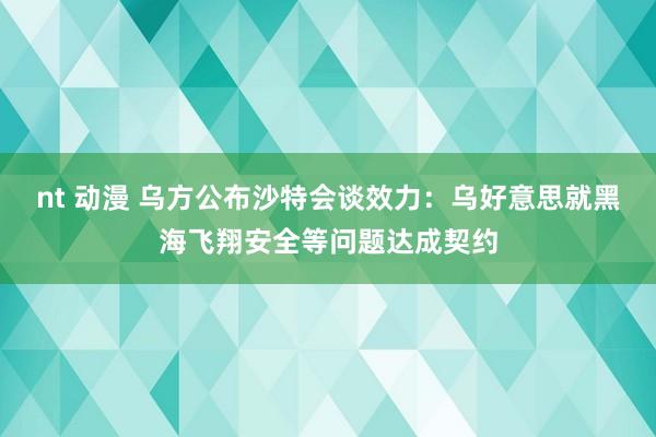 nt 动漫 乌方公布沙特会谈效力：乌好意思就黑海飞翔安全等问题达成契约