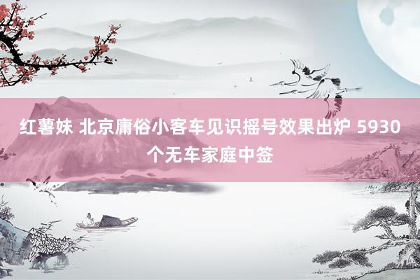 红薯妹 北京庸俗小客车见识摇号效果出炉 5930个无车家庭中签