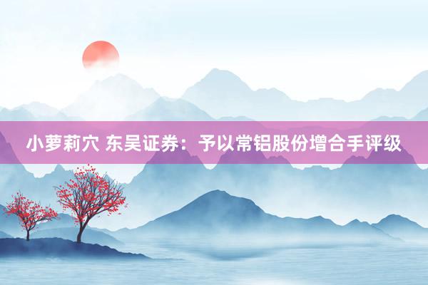 小萝莉穴 东吴证券：予以常铝股份增合手评级