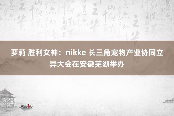 萝莉 胜利女神：nikke 长三角宠物产业协同立异大会在安徽芜湖举办