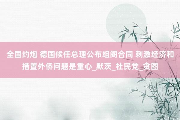 全国约炮 德国候任总理公布组阁合同 刺激经济和措置外侨问题是重心_默茨_社民党_贪图