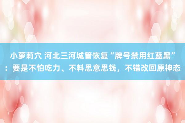 小萝莉穴 河北三河城管恢复“牌号禁用红蓝黑”：要是不怕吃力、不料思意思钱，不错改回原神态