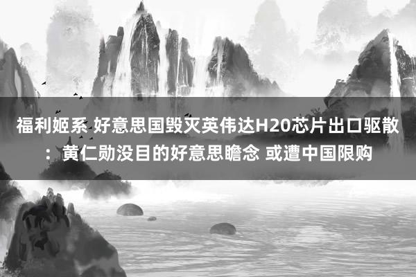 福利姬系 好意思国毁灭英伟达H20芯片出口驱散：黄仁勋没目的好意思瞻念 或遭中国限购
