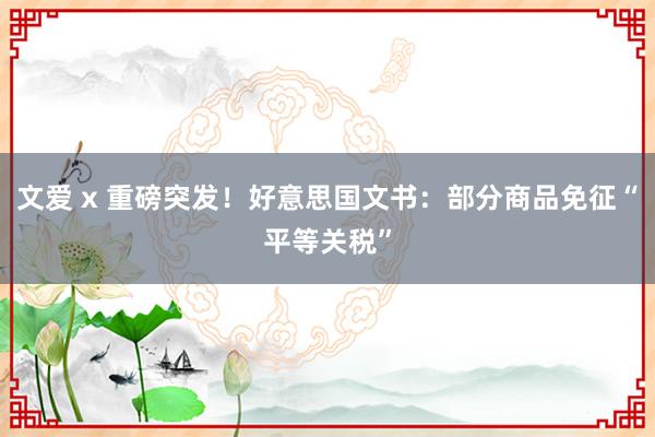 文爱 x 重磅突发！好意思国文书：部分商品免征“平等关税”