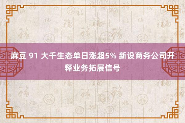 麻豆 91 大千生态单日涨超5% 新设商务公司开释业务拓展信号