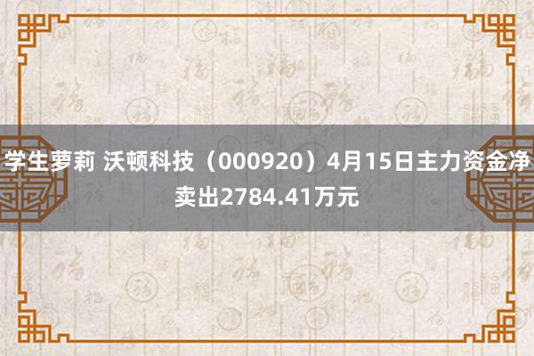 学生萝莉 沃顿科技（000920）4月15日主力资金净卖出2784.41万元