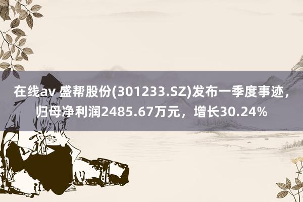 在线av 盛帮股份(301233.SZ)发布一季度事迹，归母净利润2485.67万元，增长30.24%