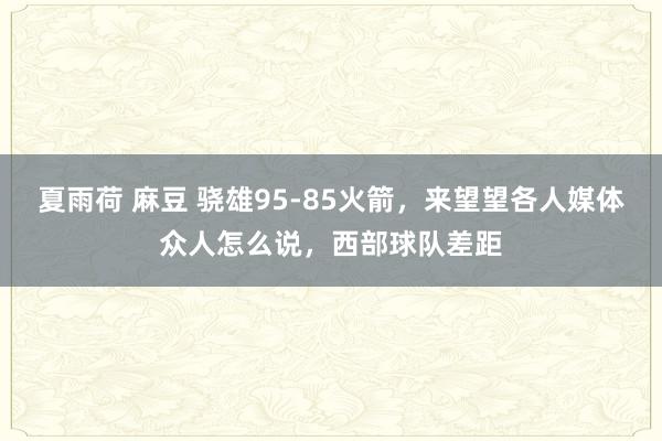 夏雨荷 麻豆 骁雄95-85火箭，来望望各人媒体众人怎么说，西部球队差距